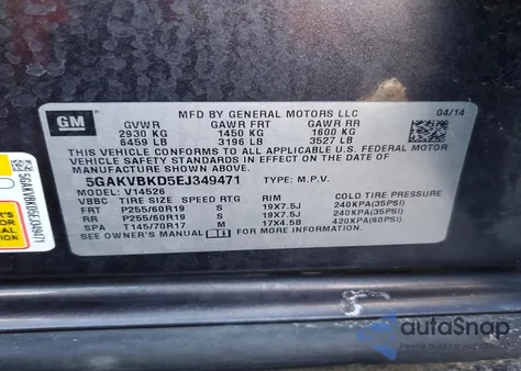 2014 Buick Enclave from USA, damaged, VIN 5GAKVBKD5EJ349471